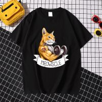 Meowscle The Cat Has Been Lifting Dumbbells Print Male T-Shirt Steet S-Xxxl Tshirts Cool Casual Tshirt Creativity O-Neck Men Top S-4XL-5XL-6XL