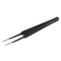 Straight Tip Black Extra Fine Point Metal Tweezer