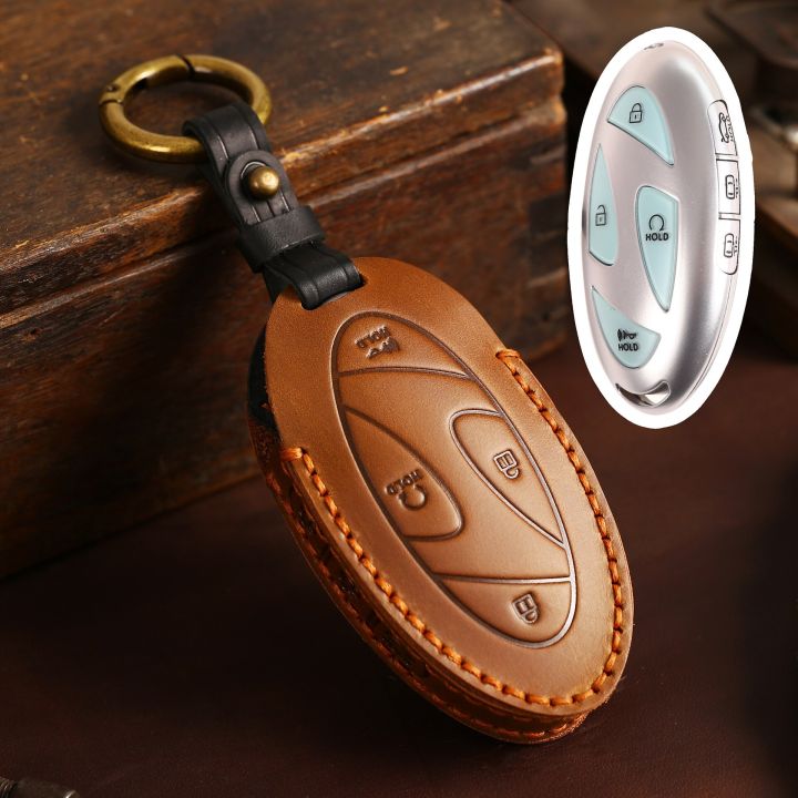 smart-car-key-case-cover-for-hyundai-grandeur-gn7-kona-ev-year-2023-genuine-leather-keyring