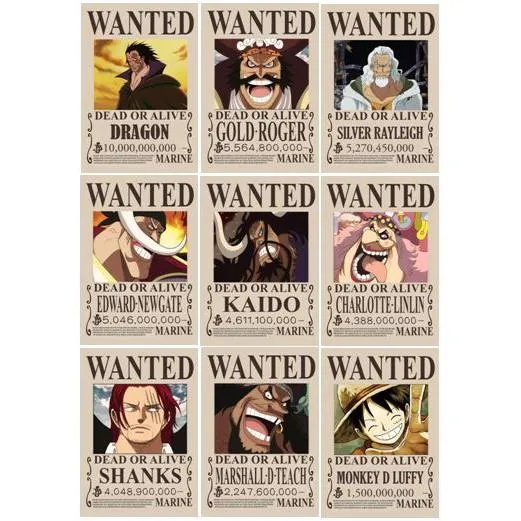 High Quality Print One piece Yonko - Emperor of the Sea Wanted Poster ...