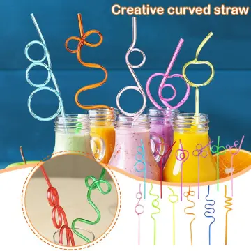 8 Pack 11 Inch Silly Crazy Straws for Kids Reusable, Dinosaur Fun Straws  Drinking Reusable Plastic Straws Curly Twisty Loopy Straws for Dino Themed