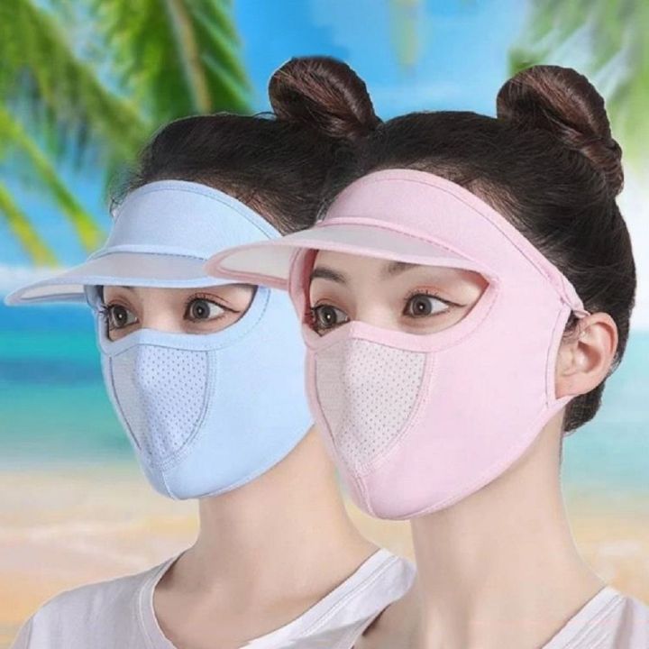 CHANBAEK hat with face cover for women Thin Hiking Face Sunscreen Veil ...