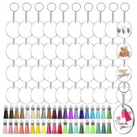 Clear Round Acrylic Blanks With Tassels Key Ring Jump Rings