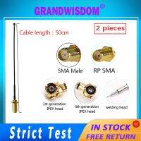 GRANDWISDOM coaxial 2PCS 50cm Extension Cord UFL Connector Antenna WiFi Pigtail Cable IPX 1 4 welding bare tin to RP-SMA female