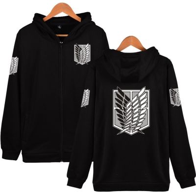 【READY STOCK】 Plus Size Hoodie Trombone Sports Wear Japan Anime Attack On Titan Party Eren Legion Zipper Men Printing Pull Over Hoodie Fathers Day Gift QC7311706