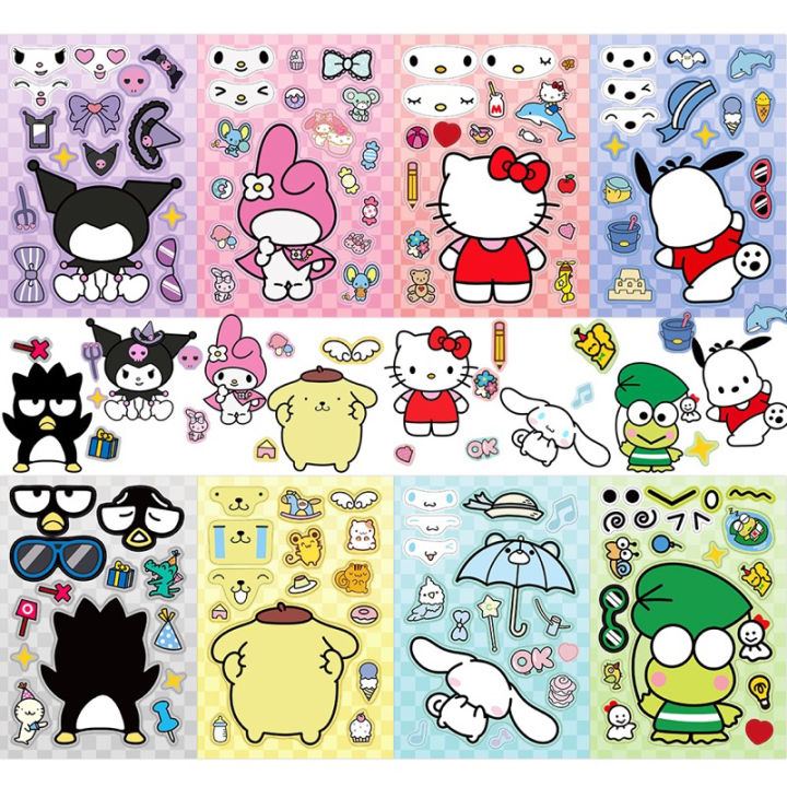 【MO8 MALL】Sanrio Kuromi Melody DIY Face Sticker Cinanmo Pom Pom Puri ...