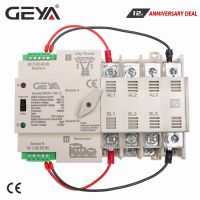 GEYA Din Rail 4P ATS ไฟฟ้าสวิทช์โอนด้วยตนเอง110V 220V Coil Max 100A PC ประเภทสวิทช์ City Power To Generator