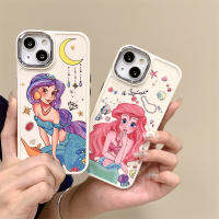 เคสโทรศัพท์รูปการ์ตูนแฟชั่นลายนางเงือกสีชมพูน่ารักเป็นคู่3มิติสำหรับ IPhone 14 13 12 11 Pro Max