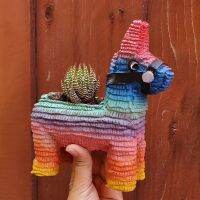 ที่มีสีสัน Pinata พืชหม้อธีมเม็กซิกันสัตว์ม้ารูปร่างแจกันเรซิ่นพืชฉ่ำภาชนะสำนักงานตกแต่งสวนชาวไร่