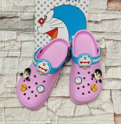 SCPOutlet รองเท้าแตะ รองเท้าหัวโต ทรง Crocs มีตัวติด Doraemon DT451 โดเรมอน ลิขสิทธิ์แท้