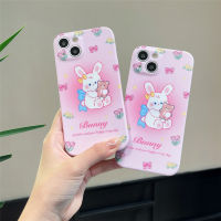 เคสป้องกันเลนส์นิ่มสำหรับ IPhone 11 12 13 14 Pro Max ปลอกกระต่ายหมีลายดอกทิวลิปผีเสื้อน่ารักฝาหลังรูปการ์ตูนกันกระแทกเซลล์เคสโทรศัพท์