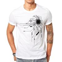 New Arrivals Geeks Style Computer Black Fire Ic Printed MenS Round Neck Short Sleeve T Shirts Tops Tees