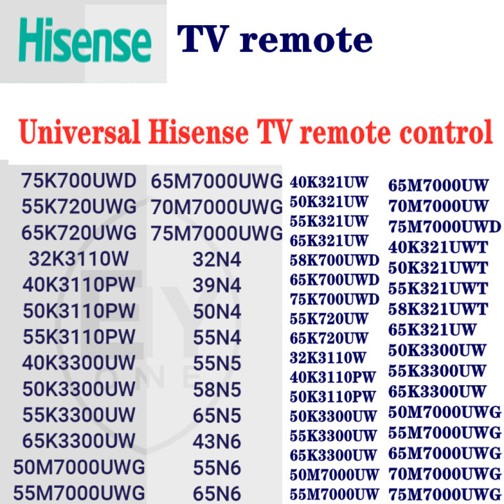 ใหม่-universal-hisense-devant-รีโมทคอนโทรลทีวี65k720uw-32k3110w-40k3110pw-50k3110pw-50k3300uw-55k3300uw-65k3300uw-50m7000uw-55m7000uw-65m7000uw-70m7000uw-75m7000uwd-40k321uwt-50k321uwt-55k321uwt-58k32