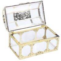 20Pcs Top Grade Size Treasure Box Gold Transparent Plastic Wedding Gift Boxes Baby Shower Candy Box Jewellery Box