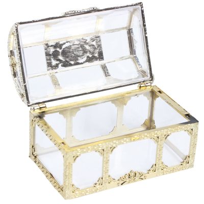 20Pcs Top Grade Large Size Treasure Box Gold Transparent Plastic Wedding Gift Boxes Baby Shower Candy Box Jewellery Box