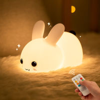 Touch Rabbit Night Light Silicone Dimmable USB Rechargeable Lamp RGB Remote Companion Sleeping Lights Cartoon Cute Feeding Lamps