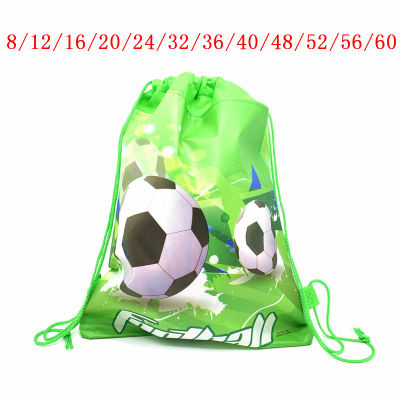 8Pcs60Pcs Football Theme Drawstring bag for Boy Travel Storage Package Soccer School Backpacks Children Birthday Party Favors
