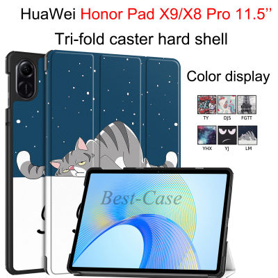 เคสโทรศัพท์พิมพ์ลายสำหรับ HuaWei Honor Pad X9 X 8 Pro 11.5 2023 PU เคสฝาพับหนังปรับได้สามพับขาตั้ง Casing Tablet HuaWei Honor X 8 Pro 11.5