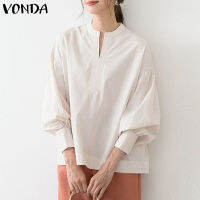 (จัดส่งฟรี)(สไตล์เกาหลี) Fancystyle VONDA เสื้อเชิ้ตทางการผู้หญิงสไตล์เรโทรแขนยาวเสื้อทูนิกเสื้อสวมศีรษะทรงใหญ่เสื้อยืดสีเรียบ