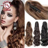 22" Synthetic Long Curly Claw Clip On Ponytail Hair Extensions Heat Resistant Jaw Clip Pony Tail Hairpiece For Women Wig  Hair Extensions  Pads