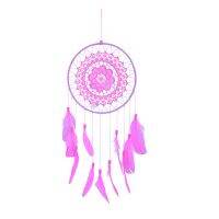 {คลังสินค้าพร้อม} สีชมพูแฮนด์เมดลูกไม้ Dream Catcher Feather Bead แขวนเครื่องประดับตกแต่ง