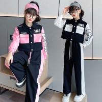 School Girl Spring Suit Baseball Uniform Spring Letter Print Patchwork Coat Stripe Pants 2Pc JK Outfits Teenagers Kid Tracksuits