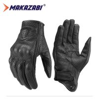 Mens Black Perforated Motorclcles Gloves Pursuit Street Stealth Leather Motorcycle Gloves For Racing Riding Motowolf Gloves