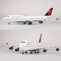 โมเดลเครื่องบิน B747 747 47Cm ขนาด1/150โมเดลเครื่องบินสายการบินเดลต้าและล้อเรซินดายแคสต์สำหรับสะสม