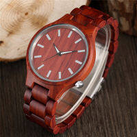 100 Nature Red Sandalwood Full Wooden Bangle Watches Simple Mens Handmade Wood Quartz-watch Bamboo Wrist Watch Reloj de madera