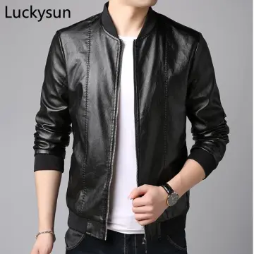 Mens black leather on sale coat