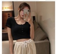 Womens round neck short sleeve t-shirt Casual sports top