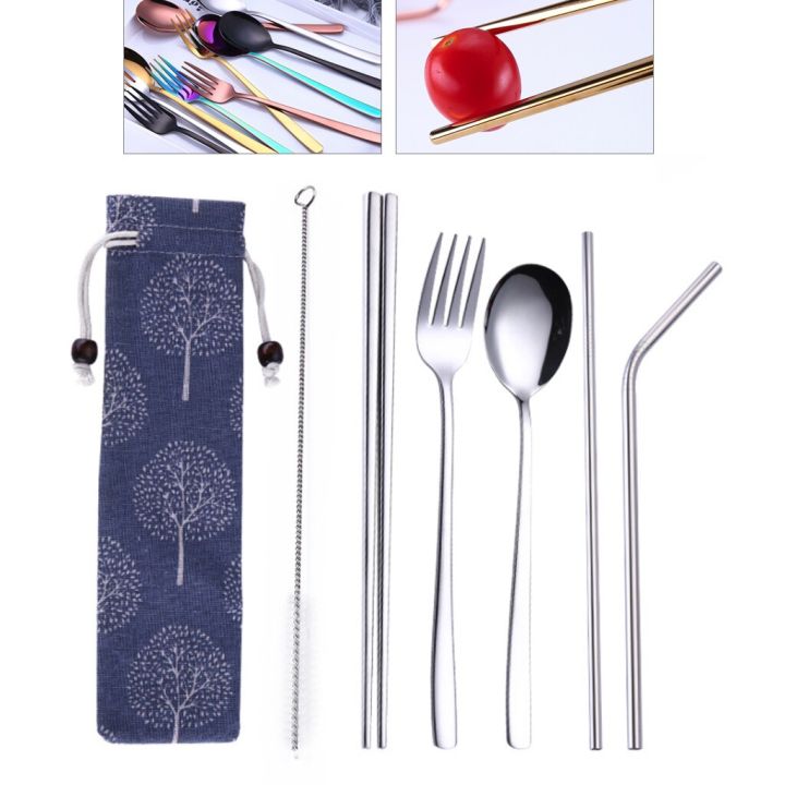 stainless-steel-dinnerware-set-scoop-fork-chopsticks-straw-cutlery-set-portable-travel-tableware-rainbow-cutlery-with-pouch-flatware-sets