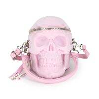 2023 Guangzhou Unique Designer Skull Head Purse Halloween Baby Pink Punk Personality Woman Purse Lady Shoulder Crossbody Bag