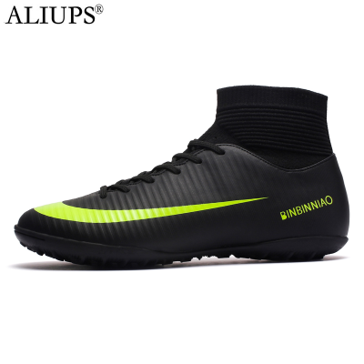 ALIUPS Turf Black Men Soccer Shoes Kids Cleats Training Football Boots High Ankle Sport Sneakers Size 35-45 Dropshipping