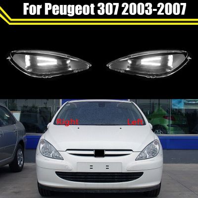 ฝาครอบไฟหน้าแบบมีที่ครอบไฟหน้าแบบกระจกรถยนต์สำหรับ Peugeot 307 2003 2004 2005 2006 2007