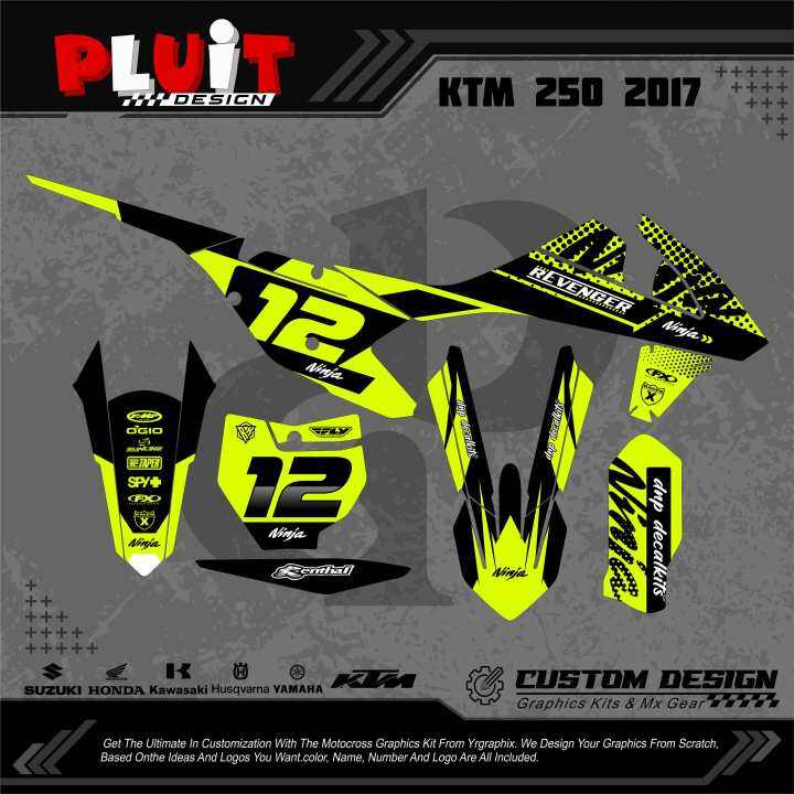 DECAL KTM 250 2017 DESAIN BARU CUSTOM BEBAS WARNA BISA PAKAI NO DAN