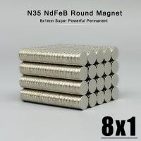 50/100/200/500/1000Pcs 8x1 Neodymium Magnet 8mm x 1mm N35 NdFeB Round Super Powerful Strong Permanent Magnetic imanes Disc 8x1mm