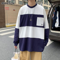 SUPEEON丨เสื้อสเวตเตอร์แขนยาว เสื้อกันหนาว Pullover ลำลองลายหลวมคอกลมแขนยาวเสื้อยืด