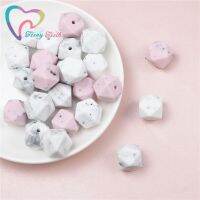 Teeny Teeth 10 PCS Marble &amp; Gritty Hexagon 14-17 MM Beads Teething Silicone Beads Food Grade Silicone Jewelry Baby Toys Beads Wall Chargers