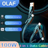 4 in 1 100W Fast Charging USB Type C To USB C / Lighting Cable for iPhone 14 13 Pro Max Huawei Xiaomi PD Mobile Phone Cable