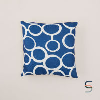 SARABARN Ring Cushion Cover | ปลอกหมอนอิง ลายวงกลม สีน้ำเงิน