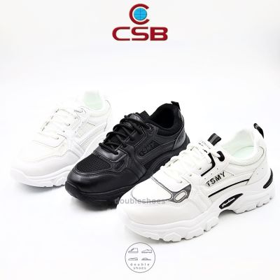 CSB รองเท้าผ้าใบ รองเท้าออกกำลังกาย ขาวล้วน ดำล้วน รุ่น YH80063 ไซส์ 37-41