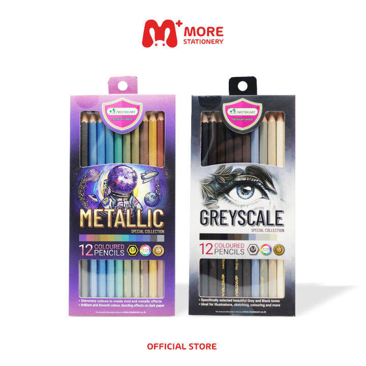 master-art-มาสเตอร์อาร์ต-สีไม้-ดินสอสีไม้-12-สี-รุ่น-metallic-และ-greyscale