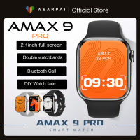 Wearpai สมาร์ทวอทช์ AMAX 9 Pro สมาร์ทวอท์ชผู้ชายพร้อม2.1 "เต็มหน้าจอสายนาฬิกาคู่ NFC Jam Tangan Kebugaran ผู้หญิง PK HK9สวัสดี3