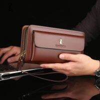 Xingfu Bird Mens bag clutch PU double zip clutch mens wallet briefcase factory delivery