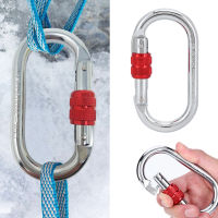 หัวเข็มขัดนิรภัยแบบกลม Carabiner ตัวล็อคเหล็กรูปตัว O แบริ่งรับน้ำหนักสูงสำหรับล็อคหลักสำหรับปีนเขา