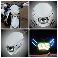 White Universal Motorcycle LED Headlight w/ Turn Signal Light Off Road Headlamp Dirt Bike for CRF 230F 250L SX EXC WR IRBIS TTR