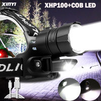 XHP100ที่มีประสิทธิภาพ Led ไฟหน้า18650 XHP70 Led ไฟหน้าแบบชาร์จหัวไฟฉายโคมไฟหัวไฟฉายแสงตกปลาโคมไฟ