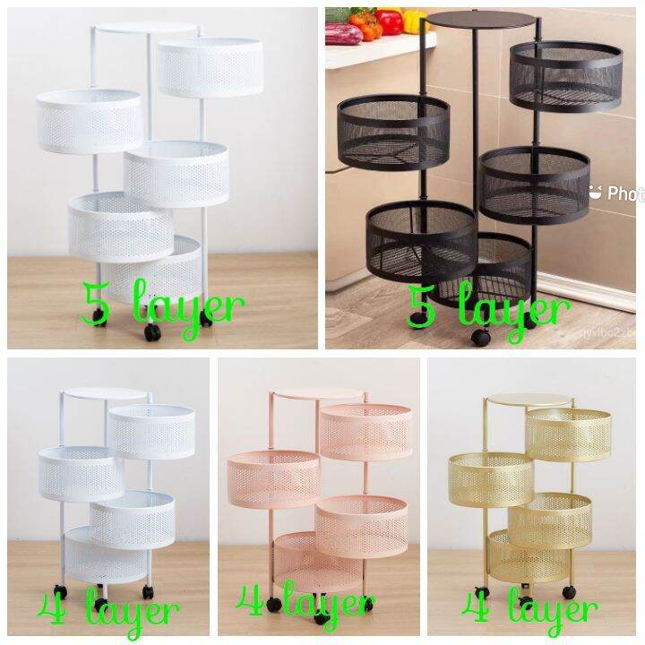 3/4/5/6 layers Rak Bawang Bertingkat Stainless Steel Kitchen Rotating ...