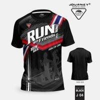 JOURNEY เสื้อวิ่ง RUN BKK ผ้าเกรดพรีเมี่ยม พิมพ์ลายด้านหน้าด้วยเทคนิคพิเศษ ผ้าเบาสบาย ระบายอากาศ